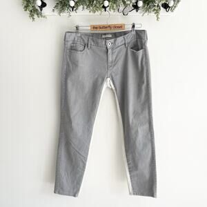 Each X Other Gray And White Mid Rise Straight Leg Inner Leg Stripe Jeans Size 28